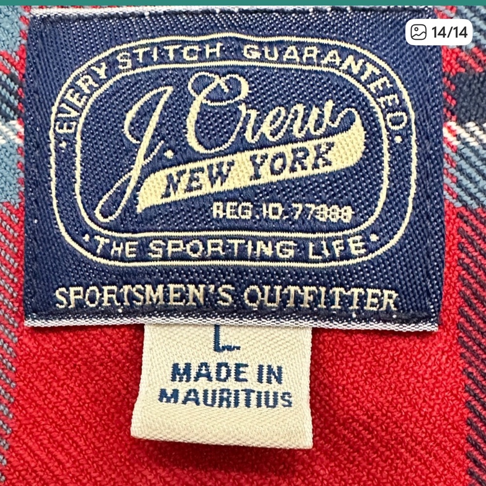 J. Crew Men's Red Plaid Flannel Shirt - Picture 10 of 15